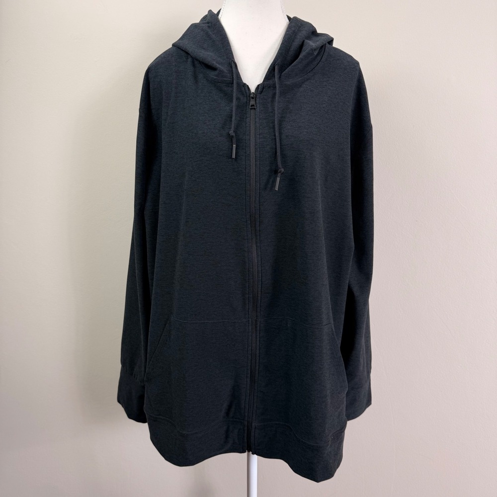 Beyond Yoga Spacedye Womens Charcoal Heather Grey Full Zip Hoodie Jacket Size 4X